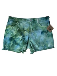 Image 2 of ♻️ UPCYCLED 12 Cut Off Shorts in Verdant Ice Dye