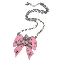 Image 1 of skull bow necklace *pink*
