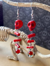 Image 2 of Crimson Skeleton Earrings