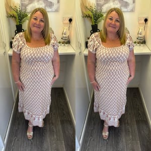Image of Linen Blend On Off Midi Dress