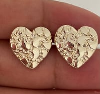 Image 5 of Nugget Heart Ring with Matching Nugget Earrings for Women, Gift For Her.  14k EP