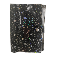Image 1 of Black with Silver Stars PVC Budget Binder With Cash Stuffing Envelopes 