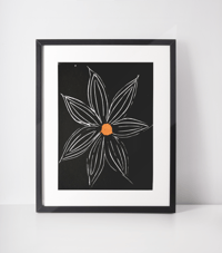 Image 1 of Flower linocut print with chine collé 