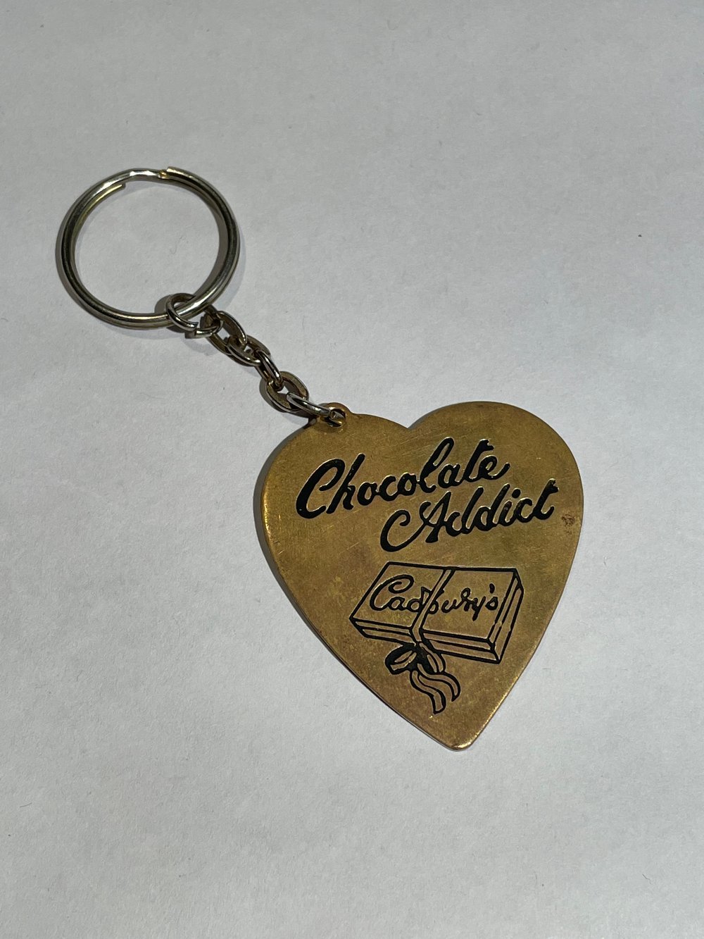 Image of Cadbury's Chocolate Addict Brass Heart Keychain 