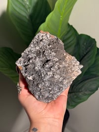 Image 1 of SUGAR DRUZY CHALCEDONY X MANGANESE WITH DOUBLE TERMINATED MINI CALCITES- MOROCCO- D
