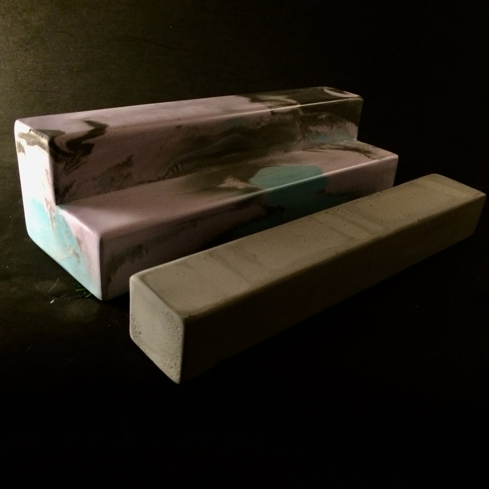 Image of ***NEW*** Wired Ramps Amphitheater Bench/Planter (Dark Grey, Aqua and Light Purple)