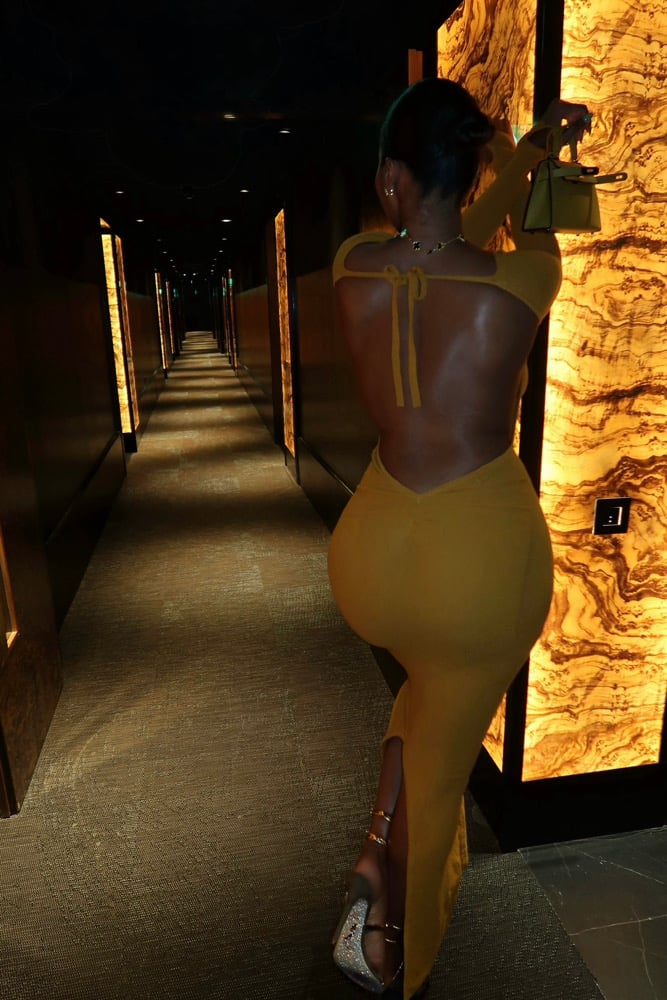 Image of YAGI MUSTARD YELLOW  BACKLESS DRESS (S)