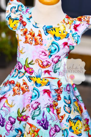 Image of Little Mermaid Friends Flutter Twirl Dress