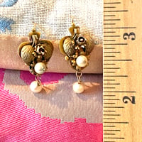 Image 3 of Small OAXACAN GOLD AND PEARL EARRINGS 