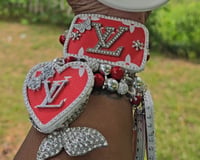 Image 3 of Red n white 4 Stack Bracelets