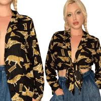 Image 1 of Wild Cat Roman Numeral Cotton Button Down