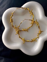 Image 1 of GOLD STAINLESS STEEL BARBED WIRE HOOPS 