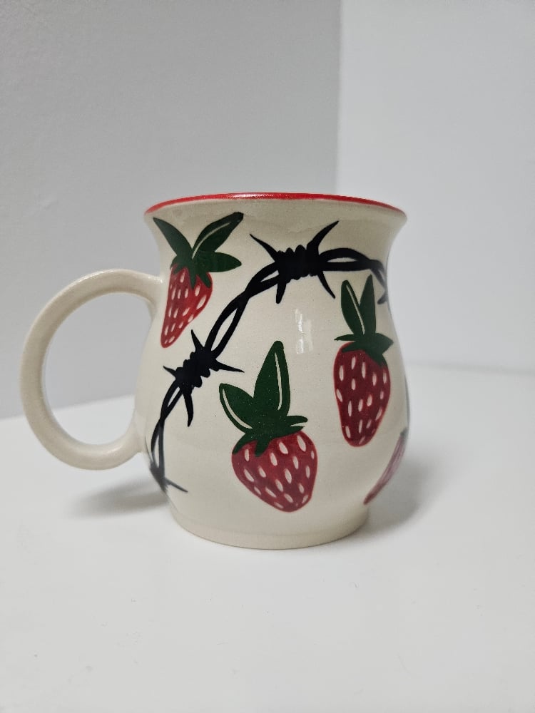 "queers for harm reduction" strawb mug (5)