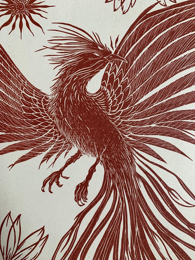 Image of Phoenix On Red Hemp