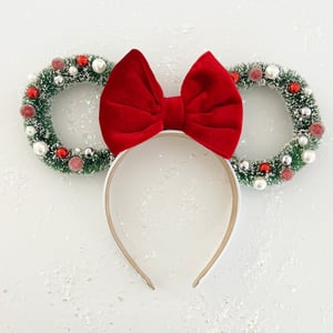 Image of Wreath Ears with Red Classic Bow