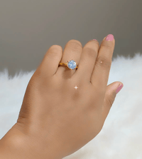 Image 1 of Solitaire Gold Plated American Diamond Adjustable Ring 