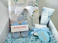 Image 3 of Personalized Blue Hydrangea Gift Box. Something Blue Bridesmaid Gift Box. Blue Floral Gift Set