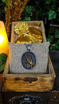 Image 2 of 👑The Armored Kingdom: Hand of Grace Prayer Necklace - Gold