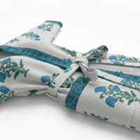 Image 3 of Block Printed Waffle Dressing gown 