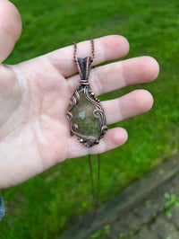 Image 1 of Prehnite Wrapped in Antiqued Coppper