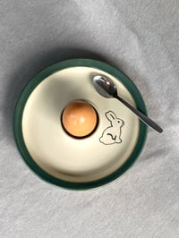 Image 4 of  Rabbit Decorated Egg Plate GREEN 