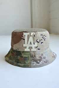 Image 1 of Reworked LÁ Reversible Bucket Hat Camo Beige Medium 23" 7 1/4