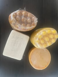 Tumeric, lemon, carrot and oatmeal soap. 