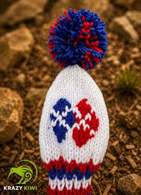 Image 5 of Red white and blue custom golf club covers Handknit unique, choose your own design and Pom Pom si...