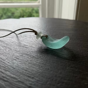 Image of Aqua sea glass curved pendant