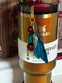 Image 1 of Country Gold Dream Cathcher Tumbler Straw Dangle
