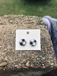 Image 5 of 15mm Gingham Button Earrings