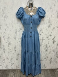 Image 1 of Demelza - Bardot Denim Maxi Dress