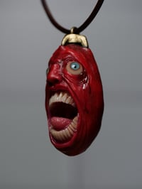 Image 4 of Berserk Egg of the King screamer pendant, leather cord, brass hardware, OOAK