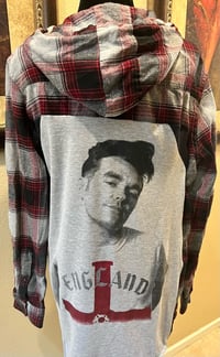 Vintage Gray/Black/Red Hoodie Flannel Shirt Morrissey