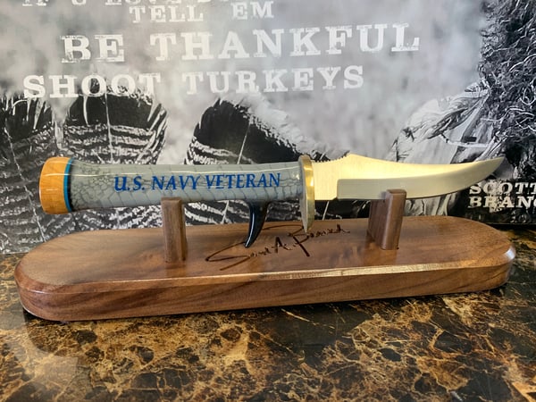 Image of US Navy Veteran Knife with Stand