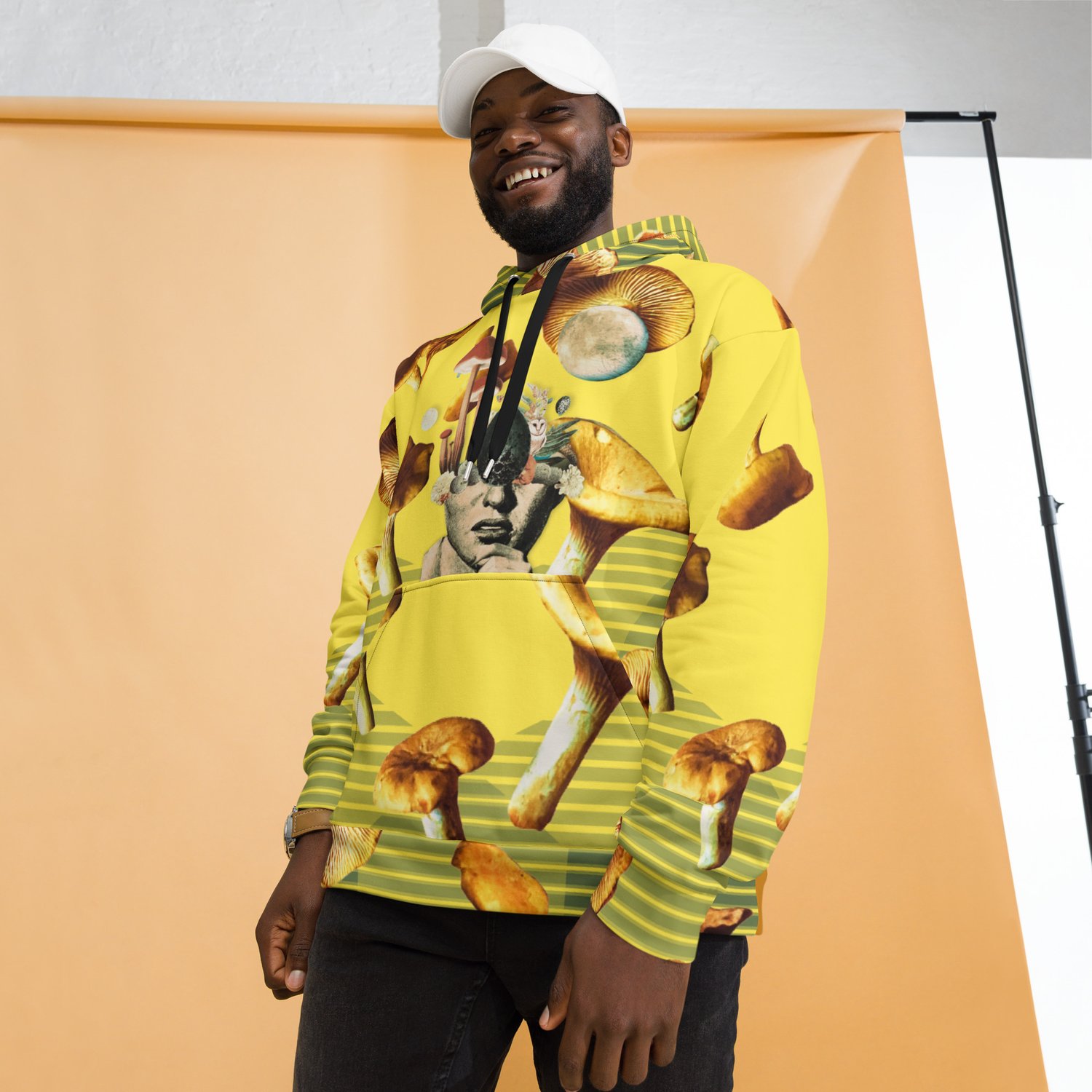 Image of Yellow Shroomie - All Over Print - Unisex Pullover Hoodie