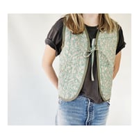 Image 3 of Indian Linen Quilted Vest Aqua