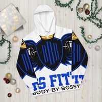 Image 1 of BOSSFITTED White Blue and Black Unisex Hoodie