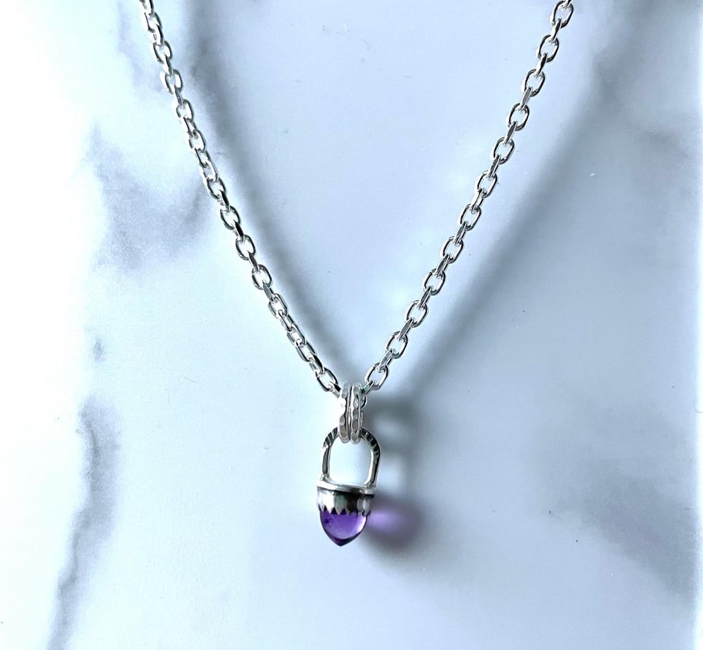 Handmade Sterling Silver Amethyst Bullet Point Pendant 925