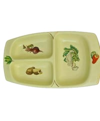 Image 2 of Vtg 1930s Serving Dish Vegetable Design Kelsboro Ware Yellow Tableware Platter