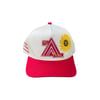 Art of Fame❌A-Team K Frame 5 Panel Hat/Off Whte & Red Sunflower”Premium Leather Logo 
