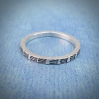 Image 5 of ‘Echo’ hand stamped Sterling Silver Stacking Ring - sunburst pattern