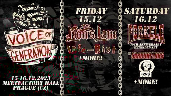 Image of 15.-16.12.23 VOICE OF THE GENERATION - 30years of PERKELE (SWE) + THE CARBURETORS + guests