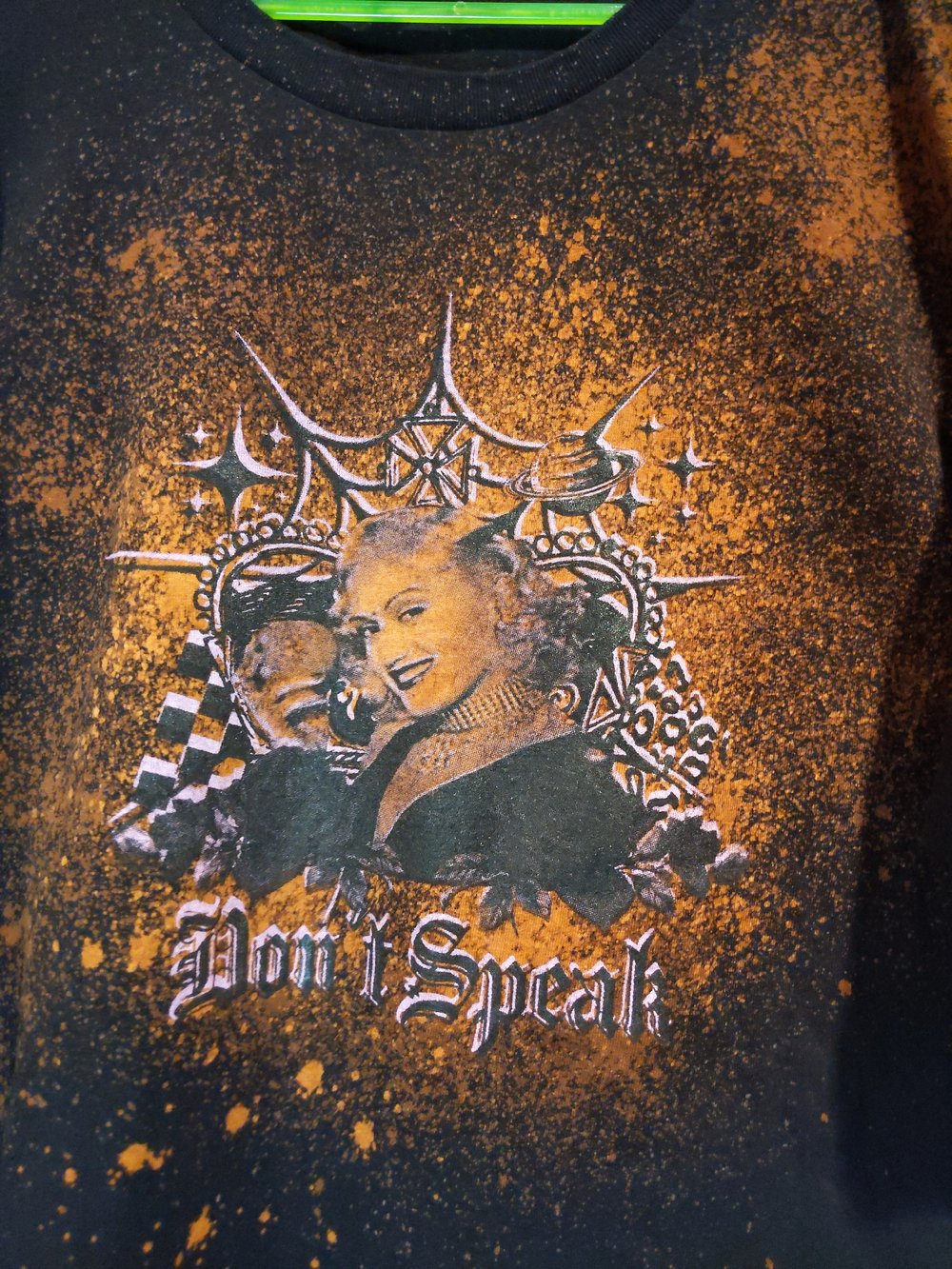 Mens black bleach dye Don't Speak shirt 3XL