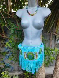 Image 7 of Dolly Bum bag suede fringe tassels TURQUOISE and Moroccan Stone