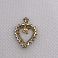 Image 2 of ZALES Real gold and diamond heart charm necklace pendant