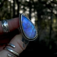 Image 1 of Moonstone Ring With Stardust Band~7.25/7.5