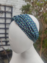 Image 1 of Boho turban Head Band- sari fabric -peacock