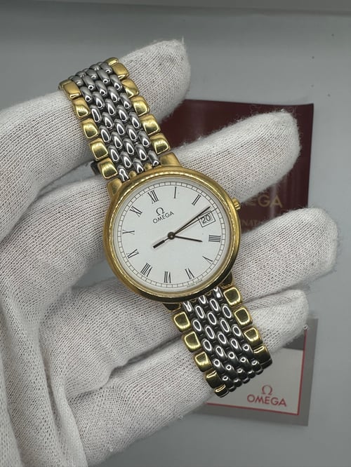 Image of Vintage Omega Deville Two Tone Roman Numeral White Dial (1991)
