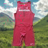 Image 1 of NIKE PRO ELITE 2021 BAHRAIN TEAM ISSUE TRACKSUIT SPEEDSUIT MADE IN USA MEN SIZE MEDIUM RED WHITE NEW